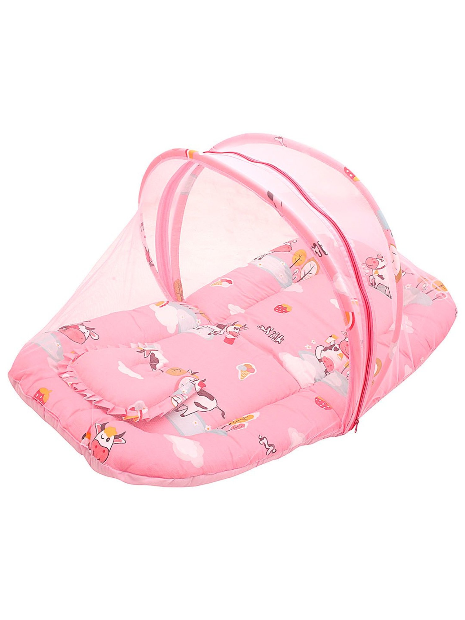 Baby Moo Tent Mattress Set with Neck Pillow Milkaholic Peach