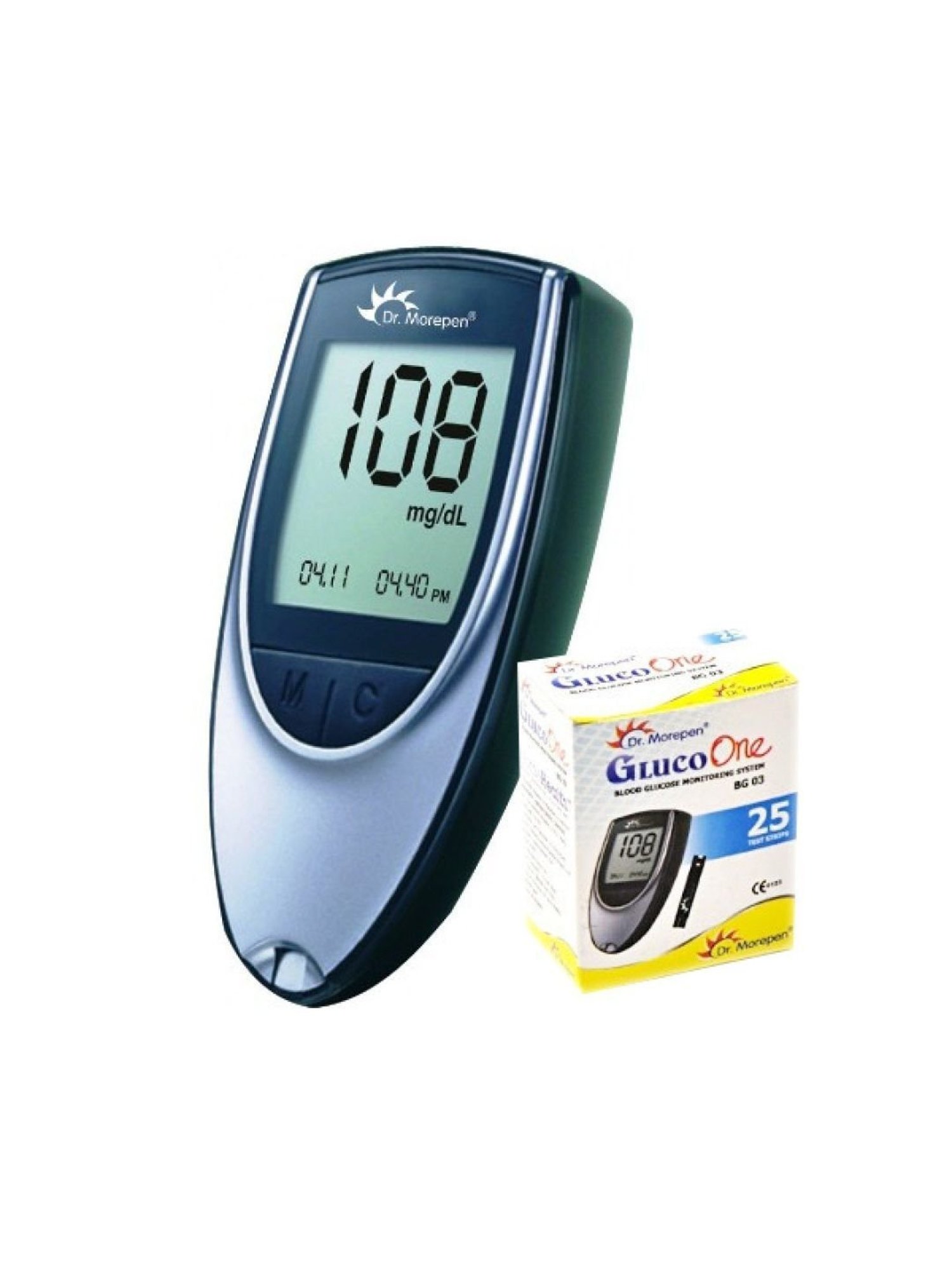 Dr.Morepen GlucoOne BG-03 Glucometer with 25 Strips Pack (Black)