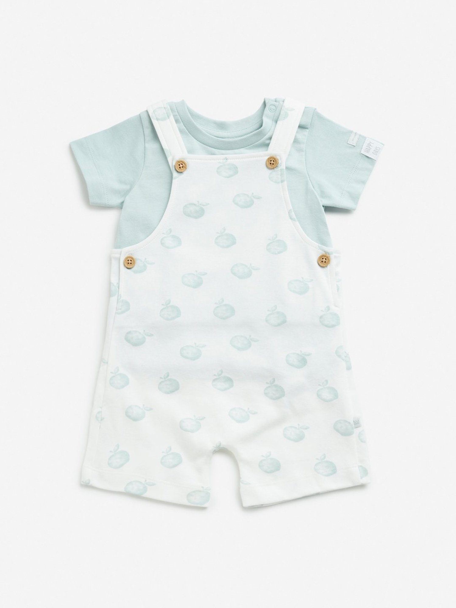 HOP Baby by Westside White Printed Cotton Dungaree with T-Shirt Set