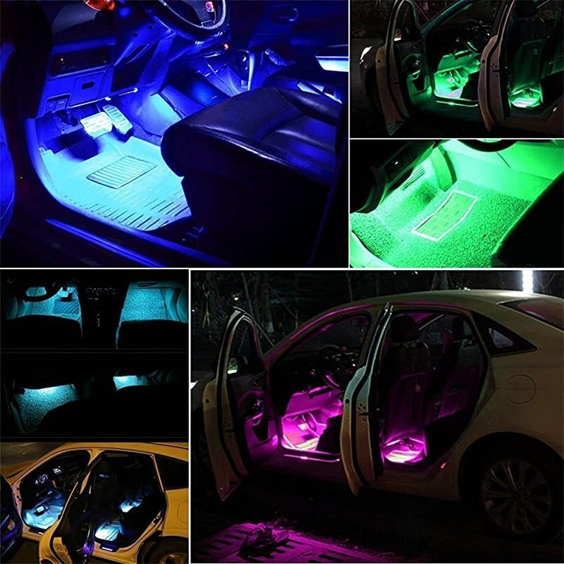 Car LED Strip Light  4 Pcs Multicolor Music Car Interior Atmosphere Lights for Car TV Home with Sound Active Function Wireless Remote Control and Smart USB Port 48 LEDUSB Port