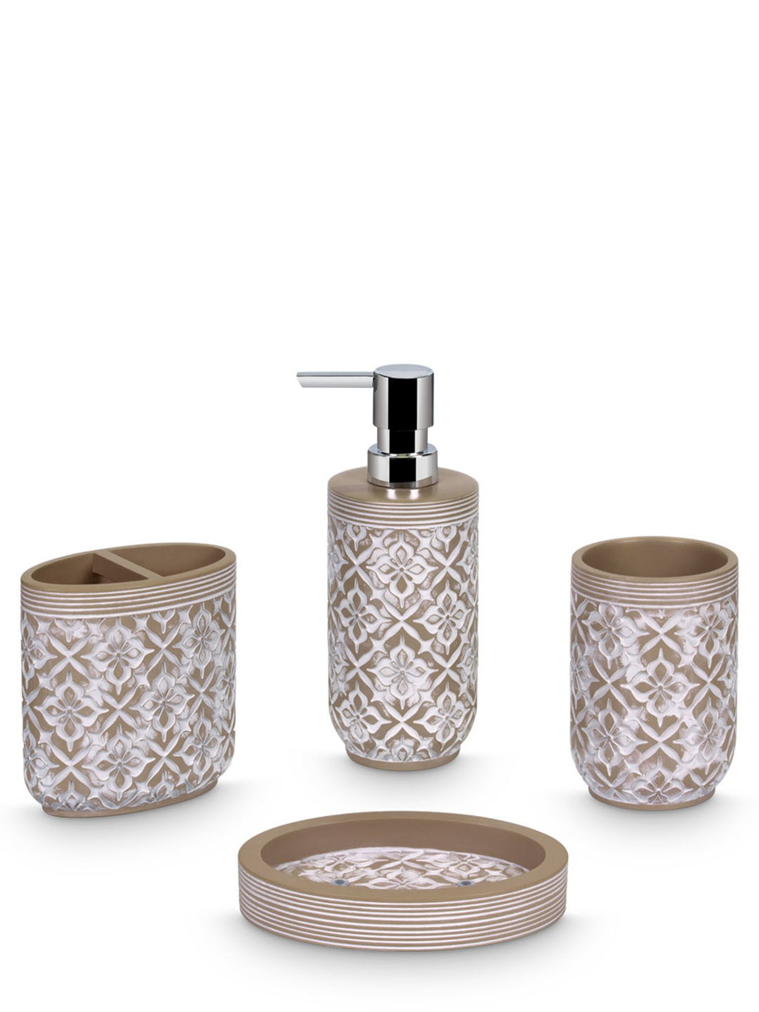 Freelance Brown Polyresin Set of 4 Bathroom Accessories