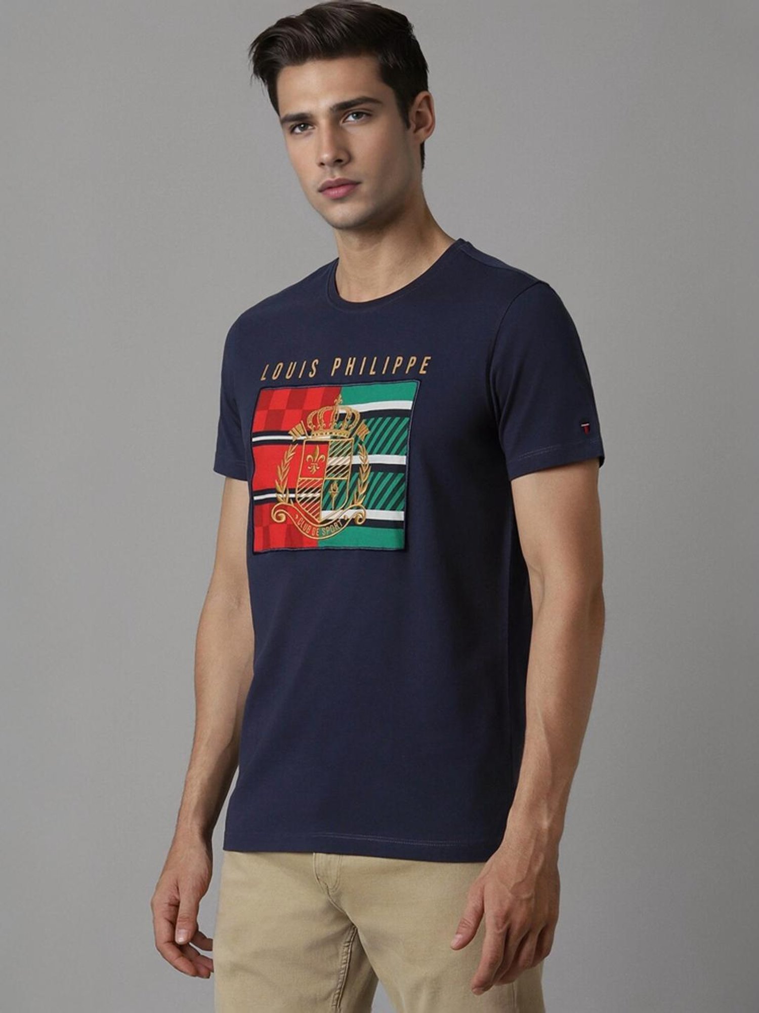 Louis Philippe Navy Slim Fit Printed T-Shirt