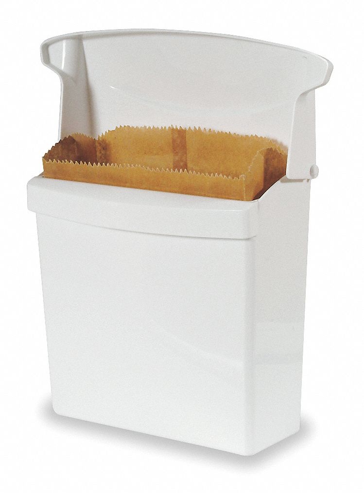 Rubbermaid Plastic Sanitary Napkin Receptacle, 12-1/2" Height, 1 EA FG614000WHT