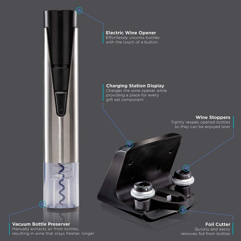 Ivation All-IN-ONE 6 Piece Stainless Steel Piece Wine Gift Set