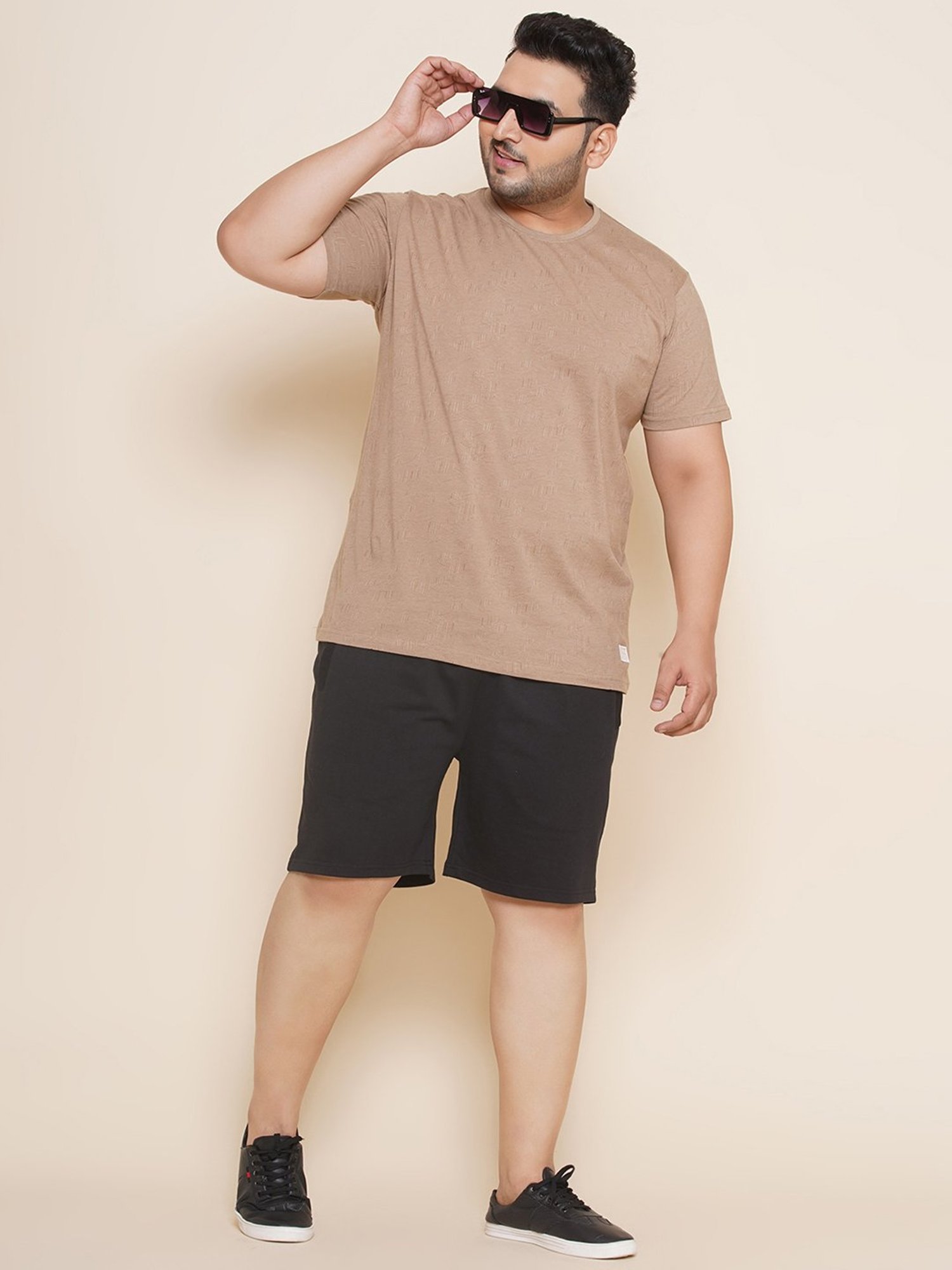 John Pride Black Regular Fit Plus Size Shorts