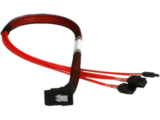 iStarUSA K-SF87RXSA-50 1.64 ft. miniSAS SFF-8087 Right Angle to 4x SATA Forward Breakout 50 cm Cable