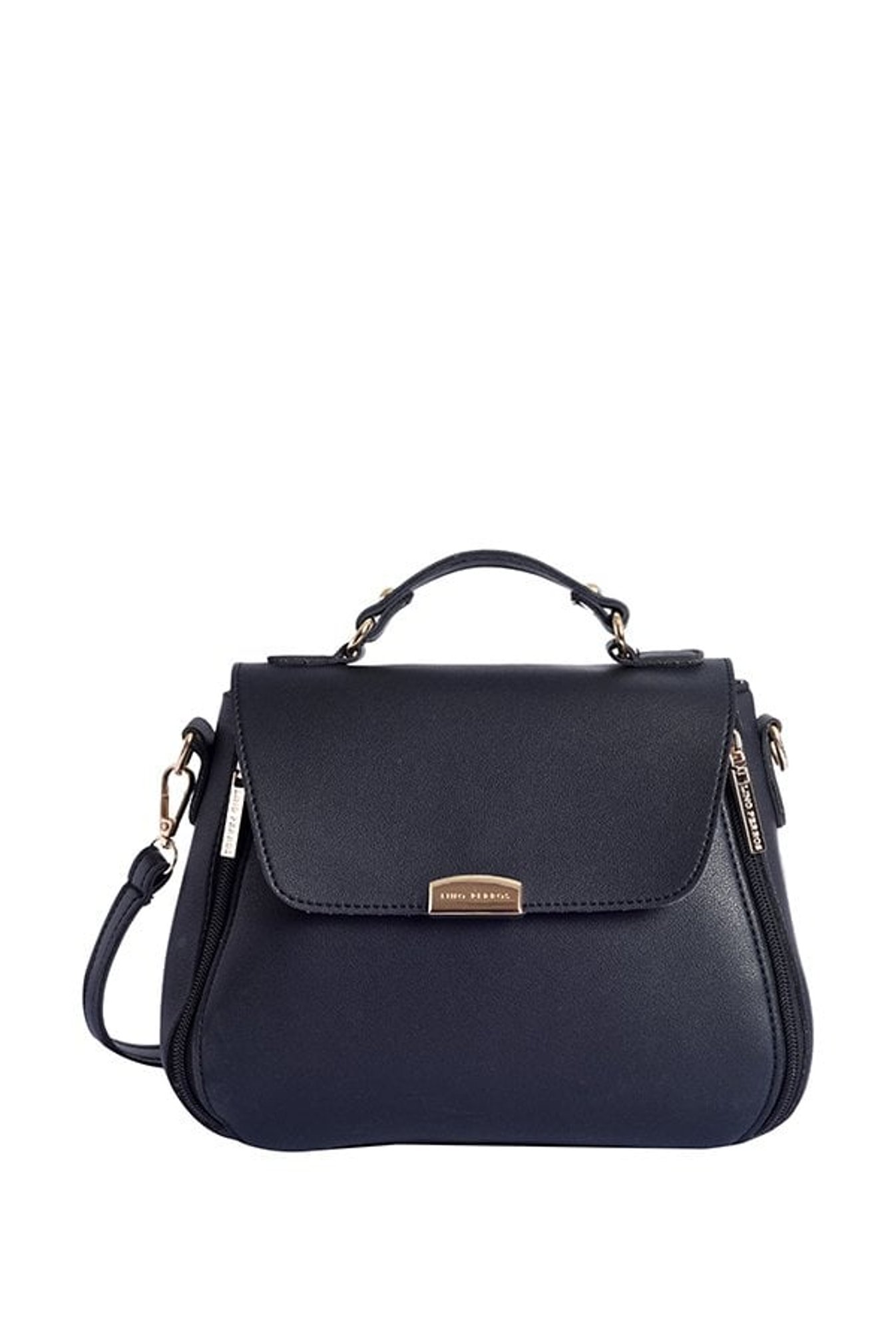 Lino Perros Black Solid Satchel Handbag