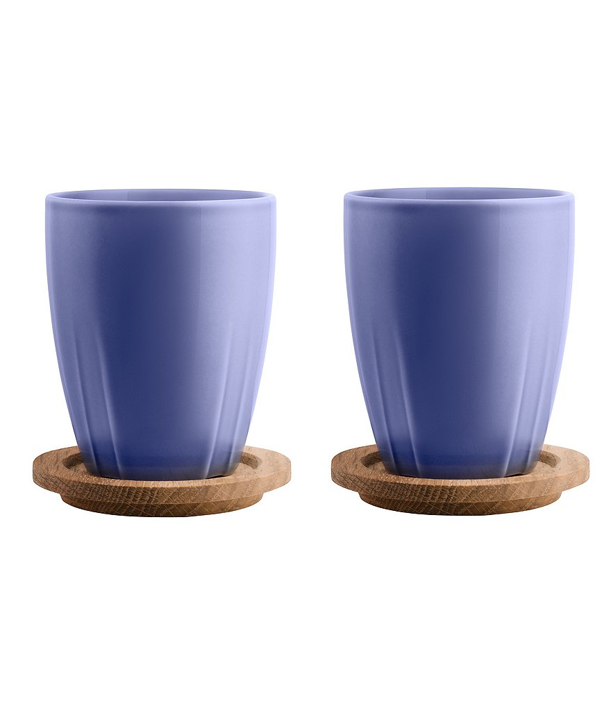 Kosta Boda Bruk Mug Set With Oak Lid