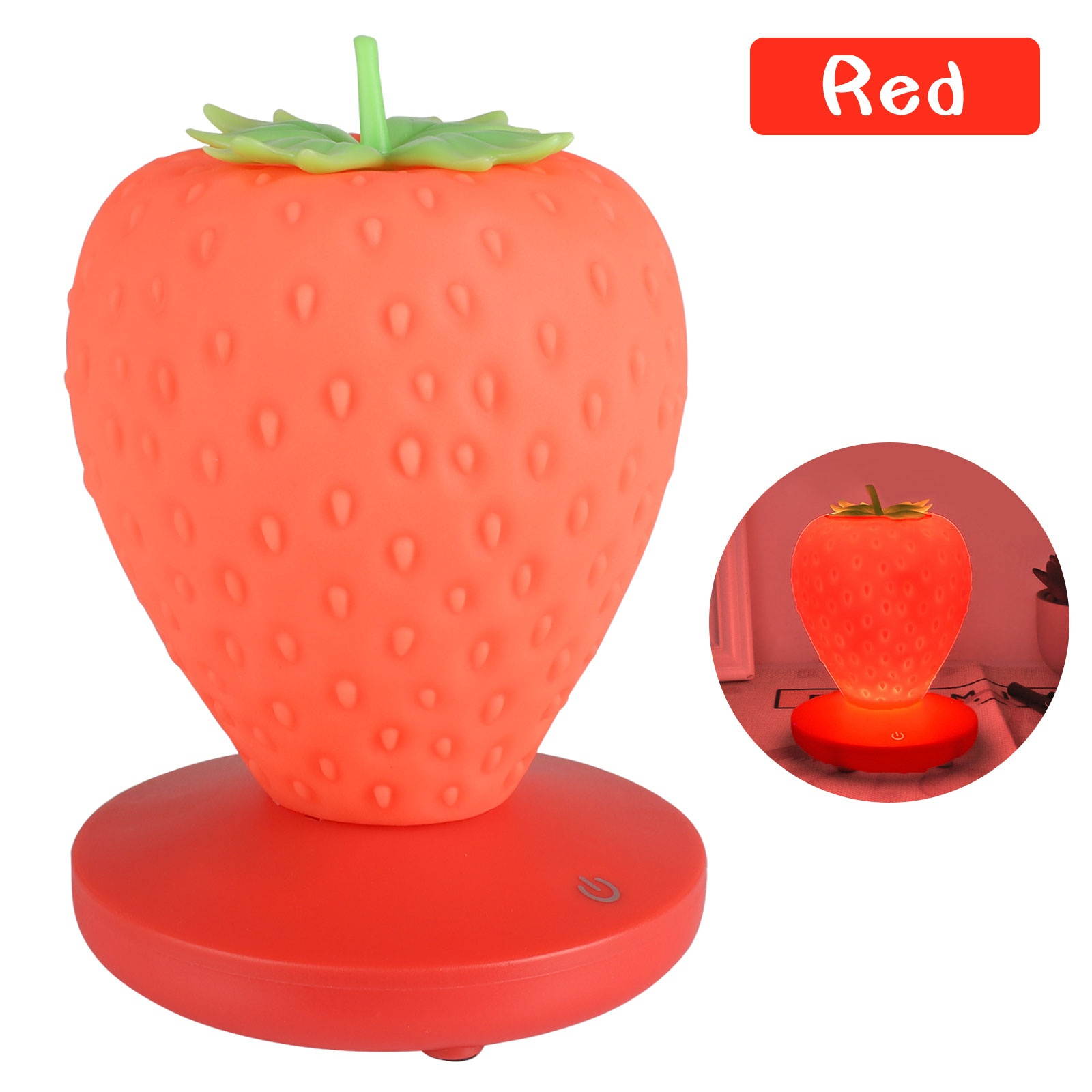 Cute Strawberry Lamp LED Atmosphere Bedside Reading Night Light USB Rechargeable