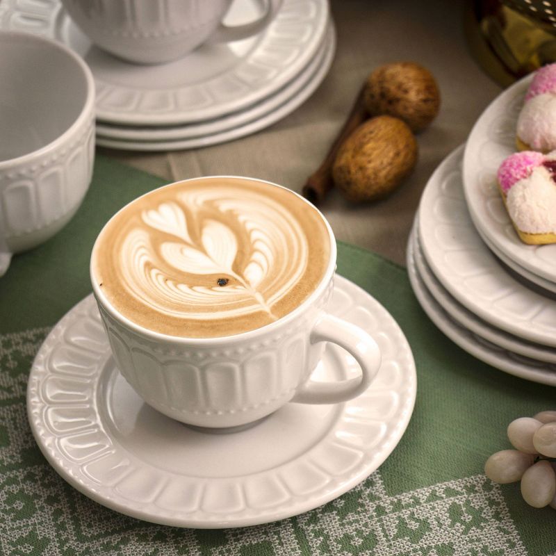 10oz 6pk Porcelain Charlotte Mug Set White - Elama