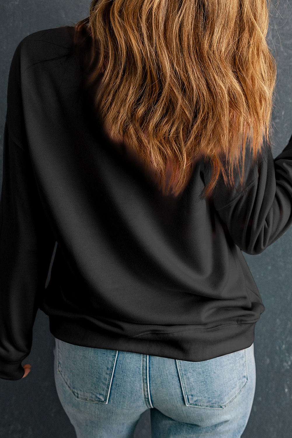 Black Christmas Candy Cane Print Plus Size Sweatshirt