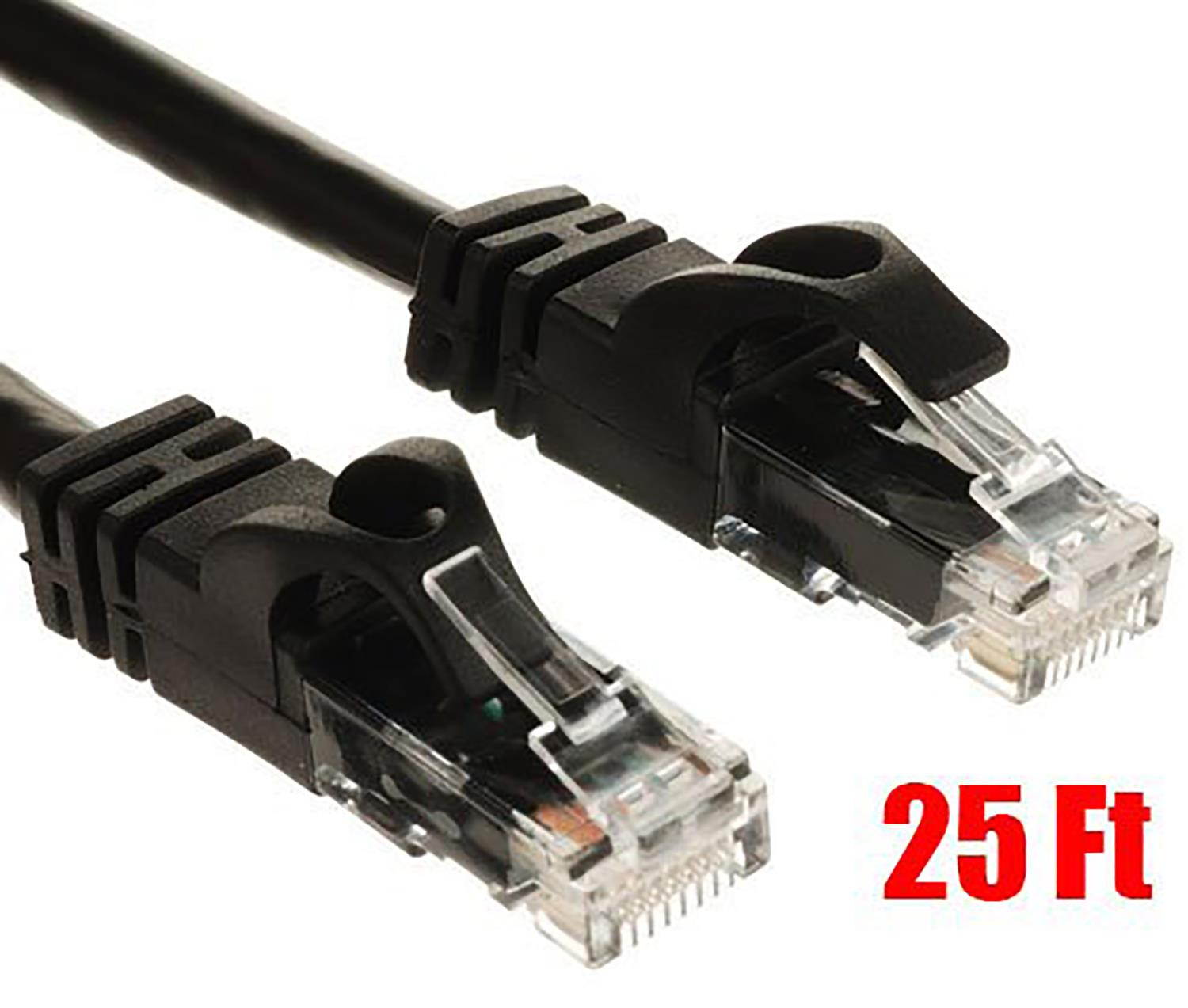 25 Ft (25ft) Cat6 Ethernet Network Patch Cable RJ45 Black