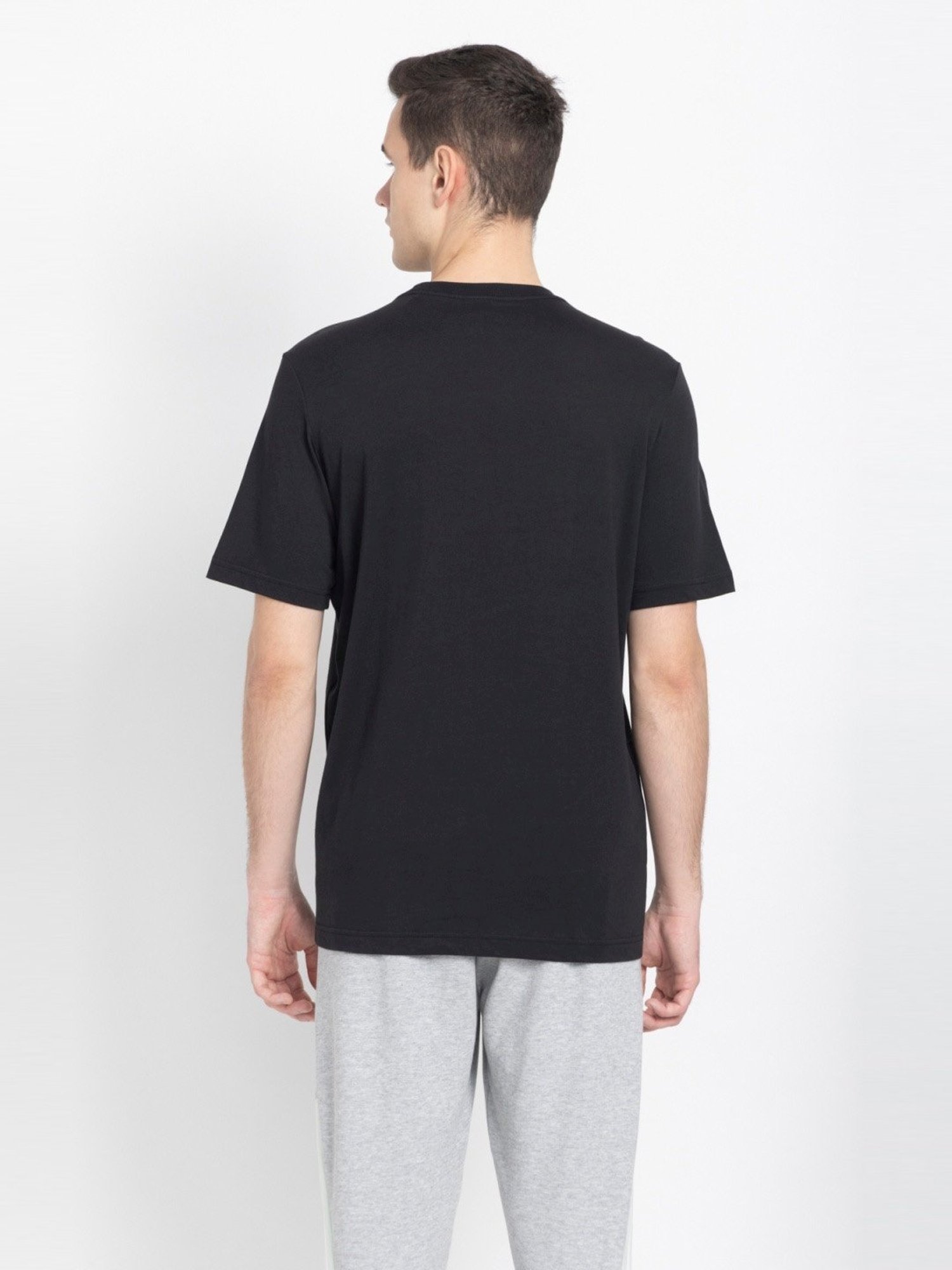 Adidas Black Cotton Regular Fit Sports T-Shirt