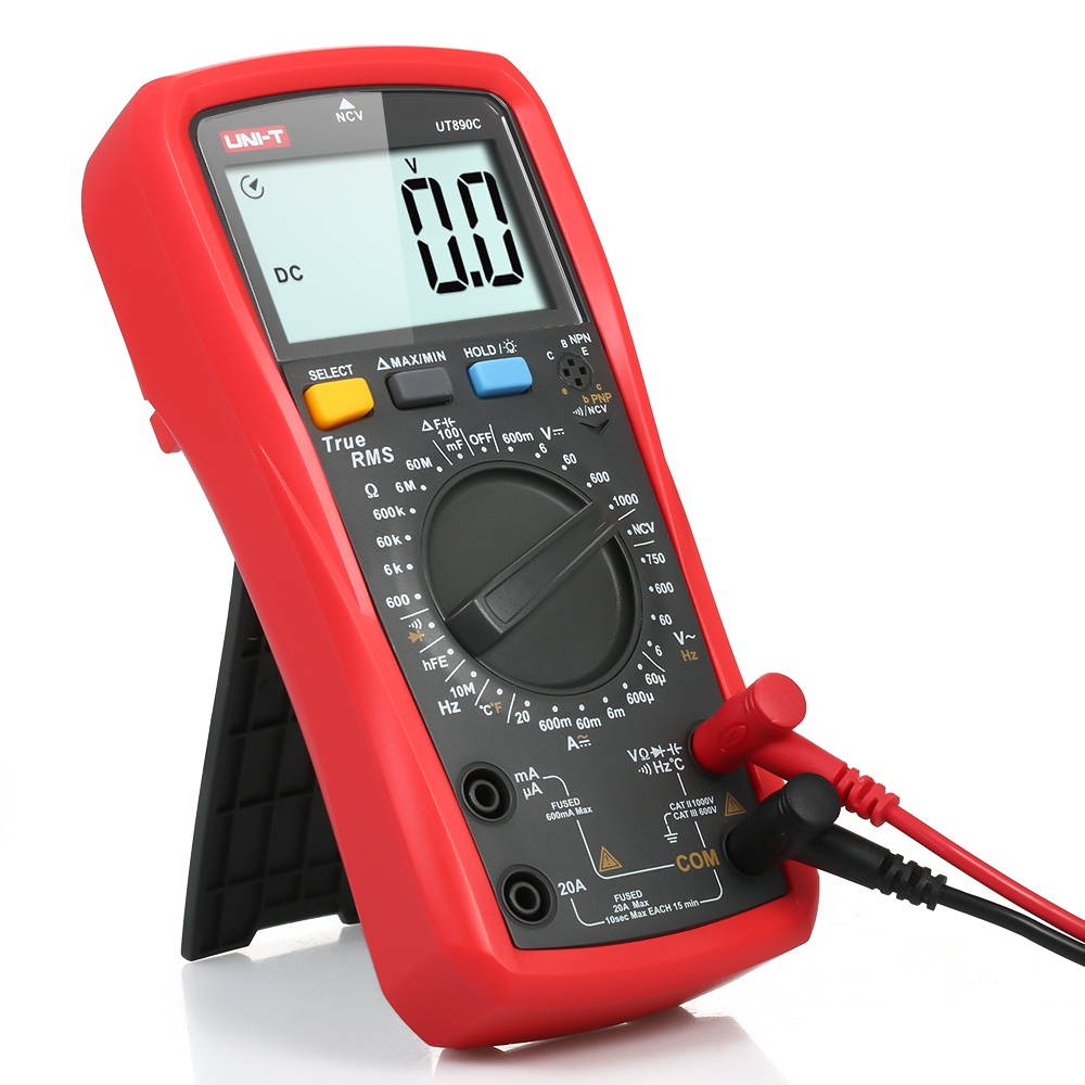 UNI-T UT890C Digital Multimeter True RMS Handheld Mini Universal Meter AC DC Voltmeter Ammeter High Accuracy Measure AC/DC Voltage Current Resistance Capacitance Frequency Temperature Diode Tester
