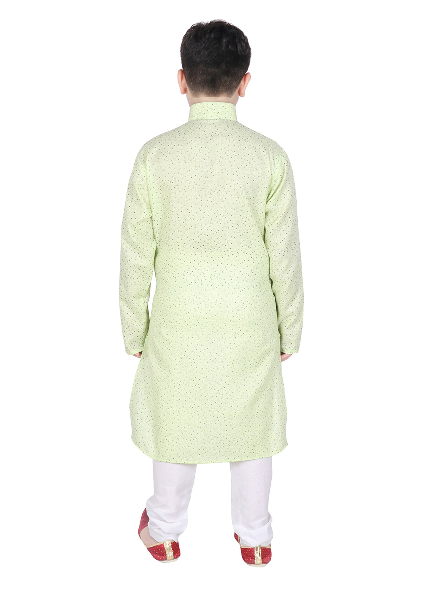 SG Yuvraj Kids Green & White Printed Full Sleeves Kurta with Pyjamas