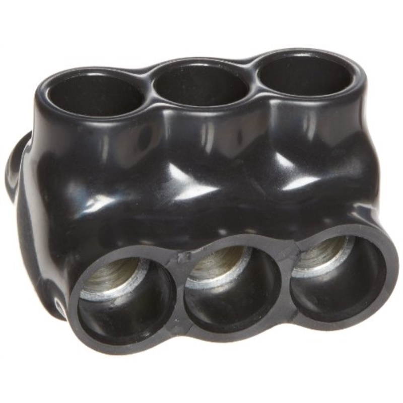 morris products 97643 multicable connector, insulated, dual entry, black, 3 ports, 250  6 wire range, 5/16" allen hex 3 ports, 250  6 wire range, 5/16" allen hex