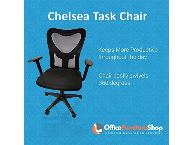 Chelsea Adjustable Height Seat Comfortable Office Chair with Lumbar Back Support Durable Mesh, Ergonomic Posture Support for Computer Desk - BLACK COLOR