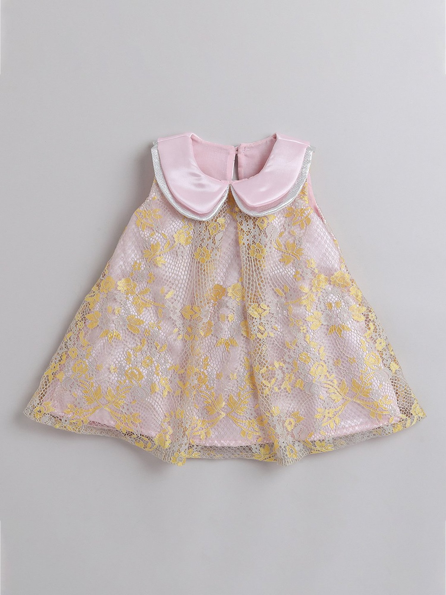 Many Frocks Kids Pink Self Design Dress