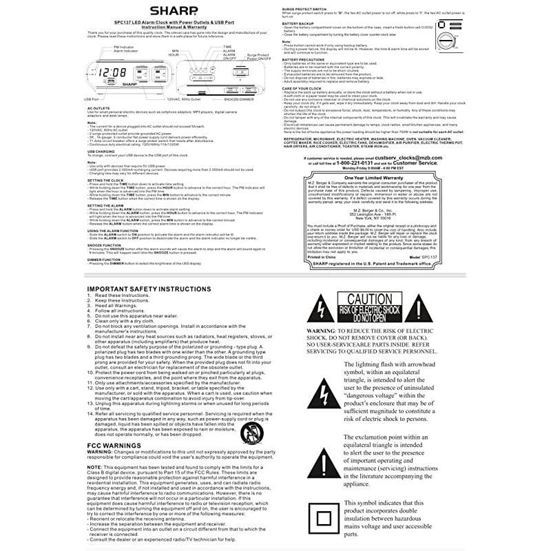 Digital Alarm Clock with 2X Power Outlets with Surge Protect and Rapid Charge USB Port Grey Outlets