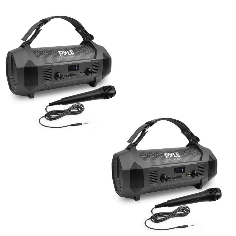 Pyle Portable 10 Inch 2 Way Full Range Bluetooth PA Loud Speaker High-Performance Versatile Karaoke Subwoofer Monitor Speaker System, Black (2 Pack)