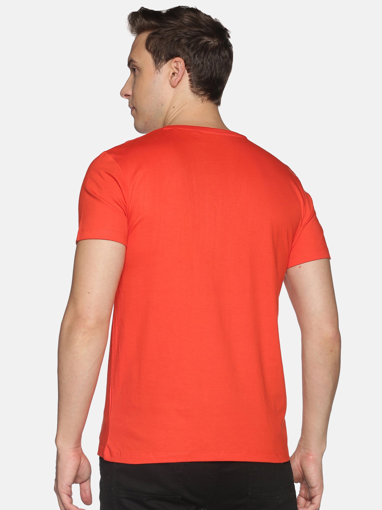 BLACK RADIO Red Slim Fit Printed Crew T-Shirt