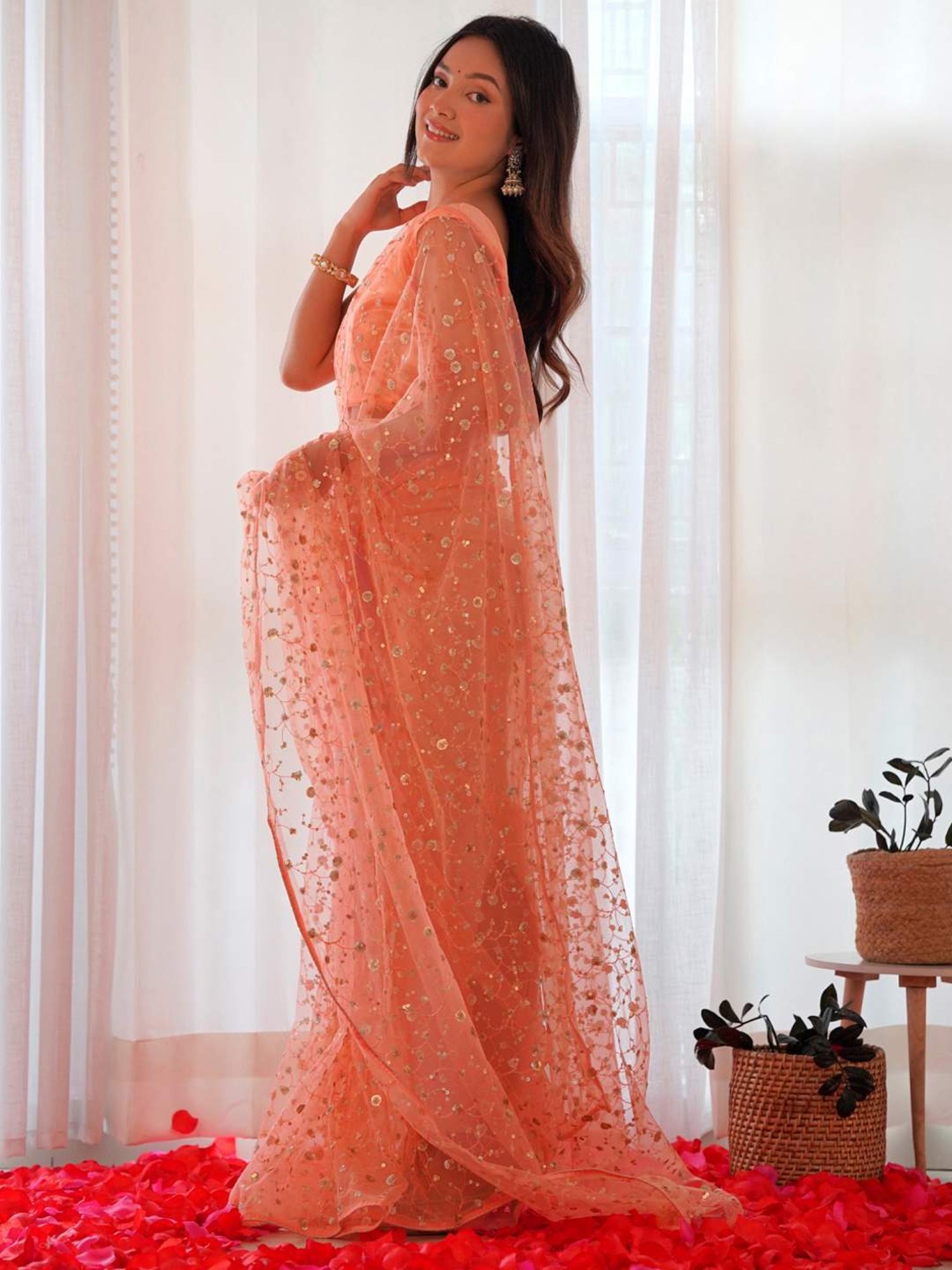 Unnati Silks Grey Cotton Printed Saree With Unstitched Blouse