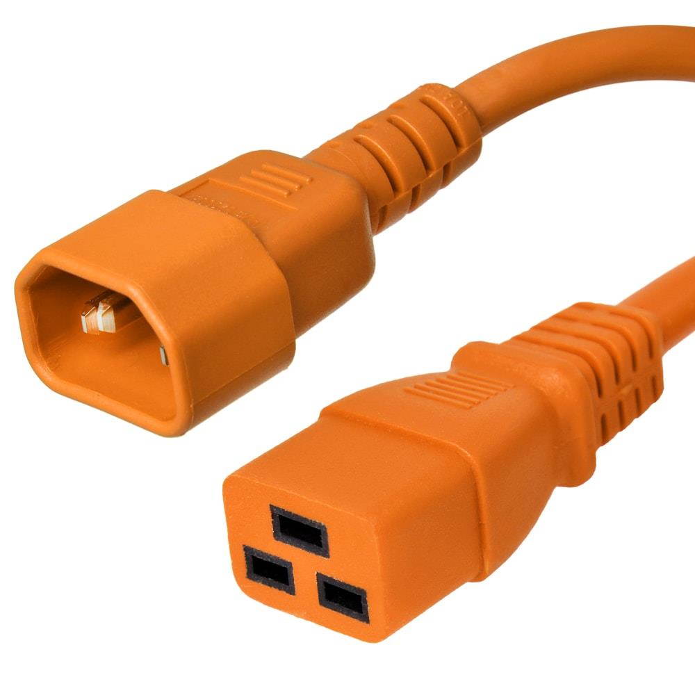 Ironbox C14 to C19 Connector Power Cord - Orange - 1 Foot - 15A/250V - 14/3 SJT - IBX-2506-01