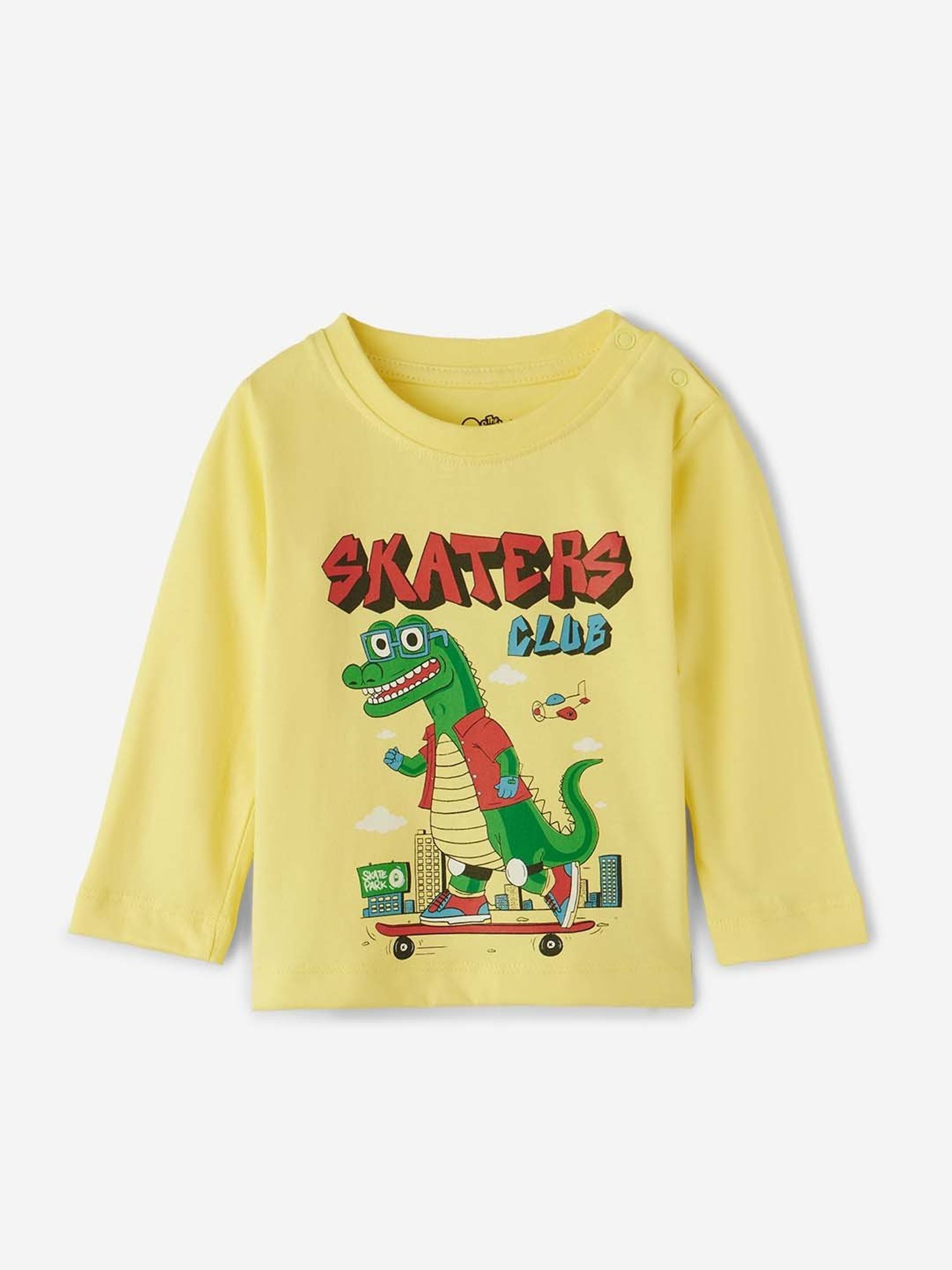 The Souled Store Kids Yellow Cotton Printed Full Sleeves T-Shirt