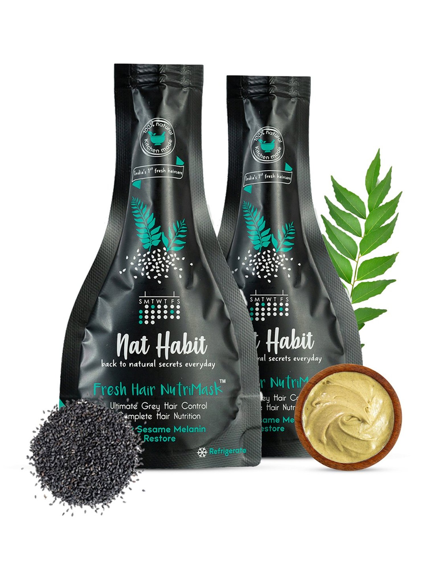 Nat Habit Curry Sesame Melanin Restore Fresh Hair Nutri Mask - Pack of 2