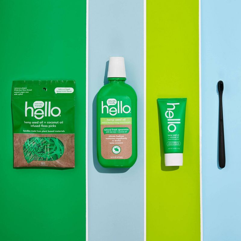 hello Extra Freshening Natural Spearmint Hemp Seed Oil + Coconut Oil Fluoride Free Toothpaste - 4oz