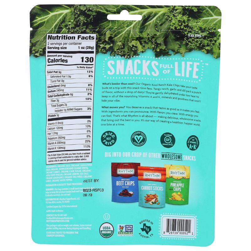 Rhythm Super Foods Ranch Vegetable Chips 12 pack