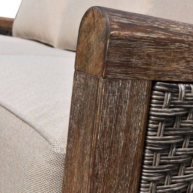 Bermuda 4pc FSC Teak Motion Loveseat Seating Set - Taupe - Courtyard Casual