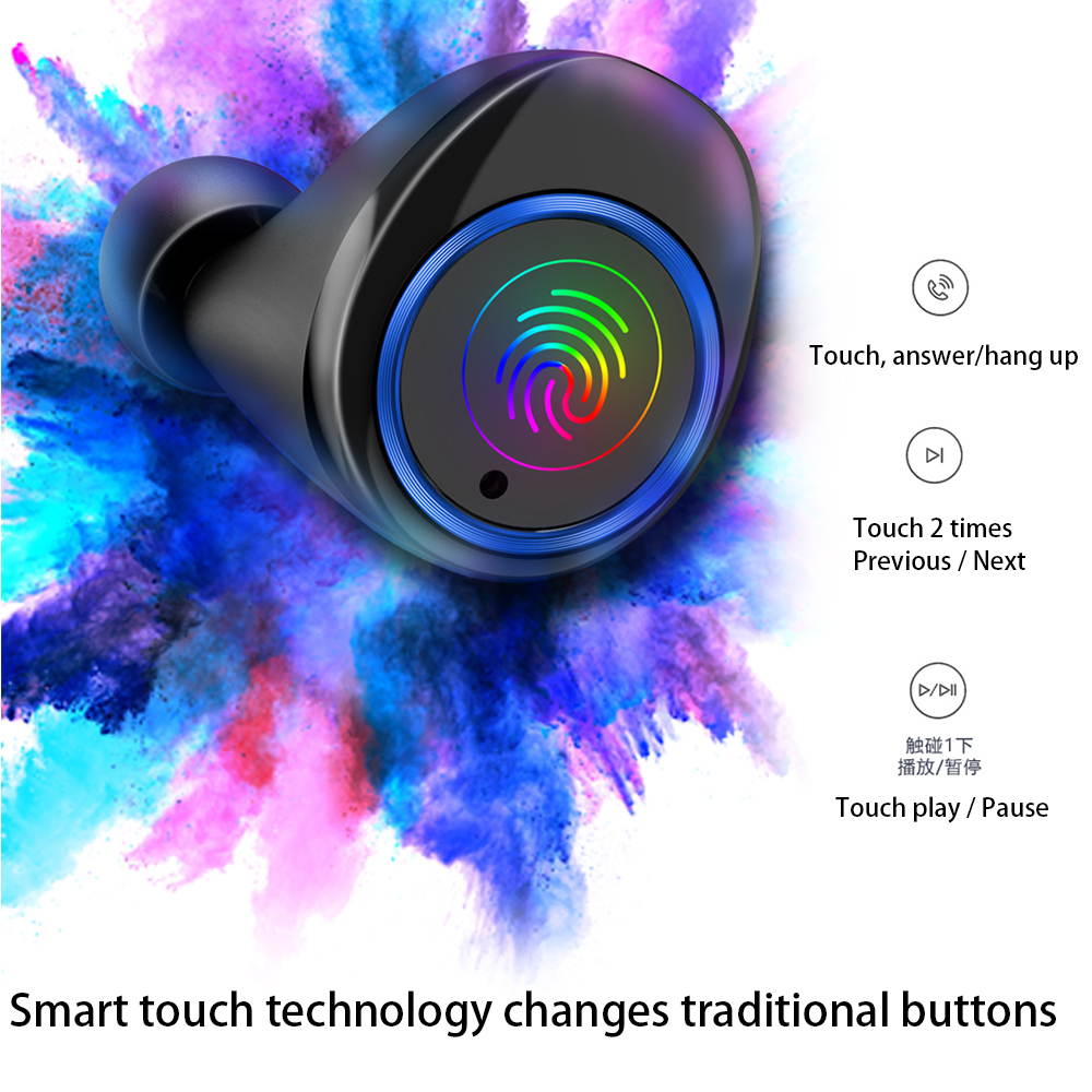 5pcs TWS Bluetooth 5.0 Wireless Earbuds With 4000Amh Charging Case IPX7 Waterproof TWS Stereo Headphones in-Ear Built-in Mic Headset Premium Sound with Deep Bass for Sport - Black