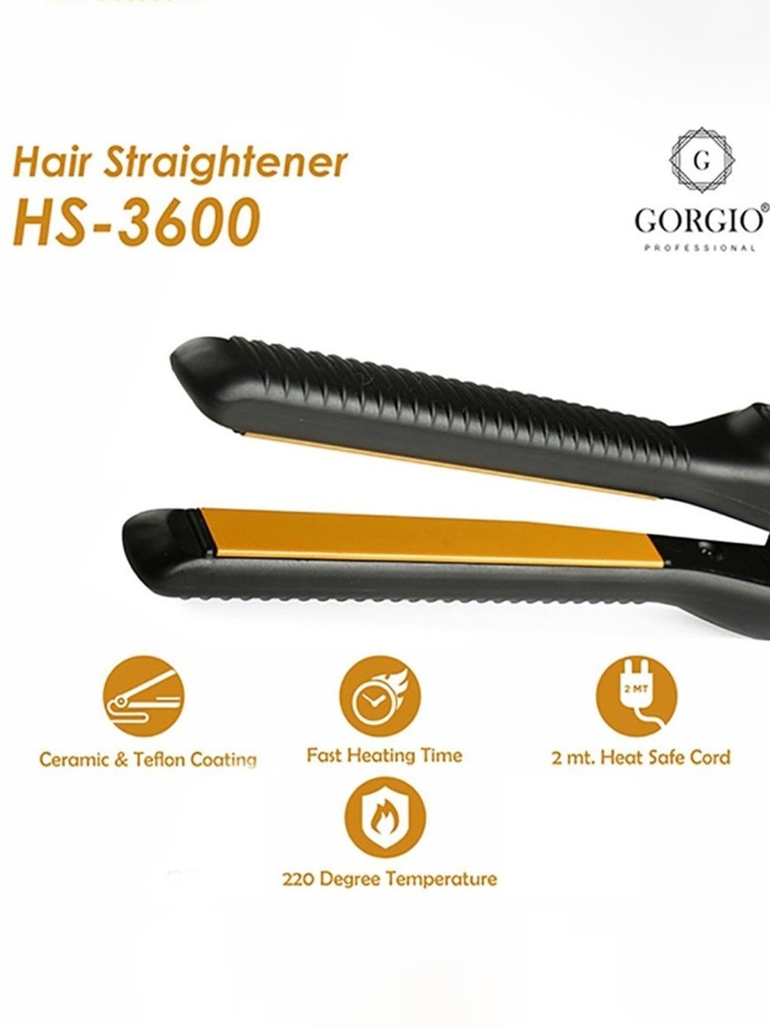 Gorgio Professional HS3600 Hair Straightener (Black)