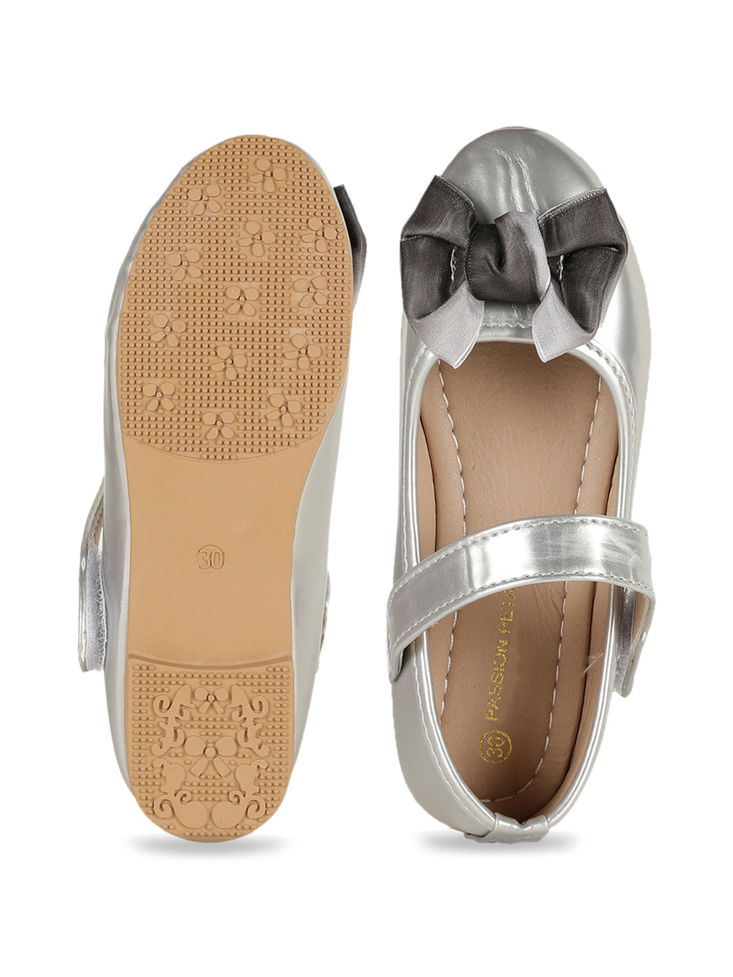 Passion Petals Kids Silver Mary Jane Shoes