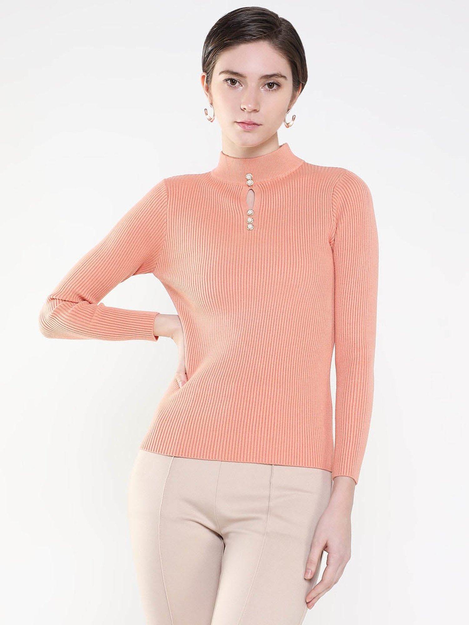 SHOWOFF Peach Regular Fit Top