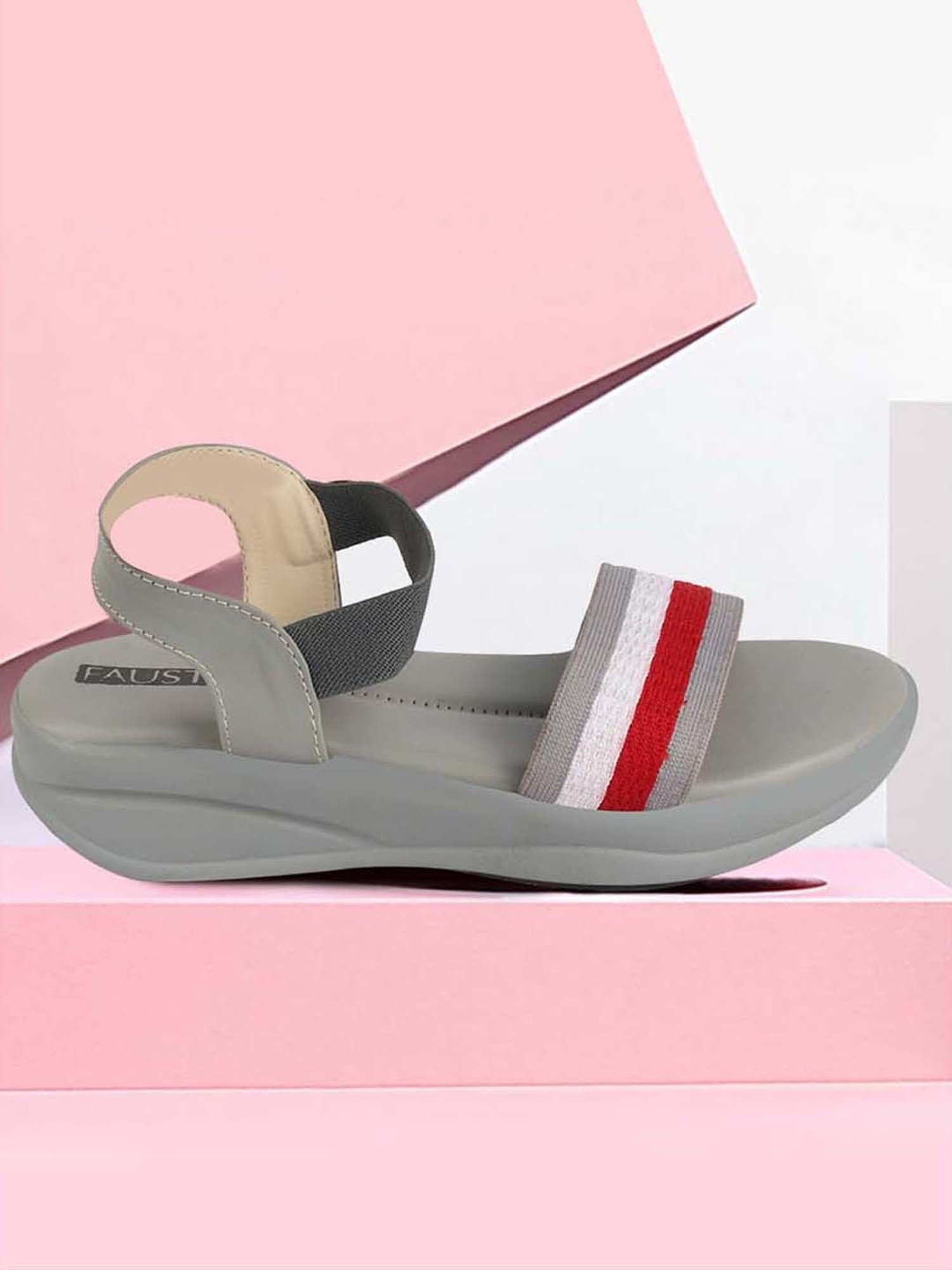 Fausto Women's Grey Ankle Strap Wedges