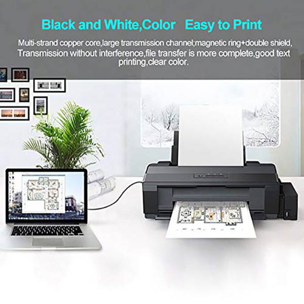 Hannord USB Printer Cable, Computer USB2.0 Printer Scanner Cable High Speed A Male to B Male Cord Compatible with HP, Canon, Dell, Epson, Lexmark, Xerox, Samsung and More (5FT)