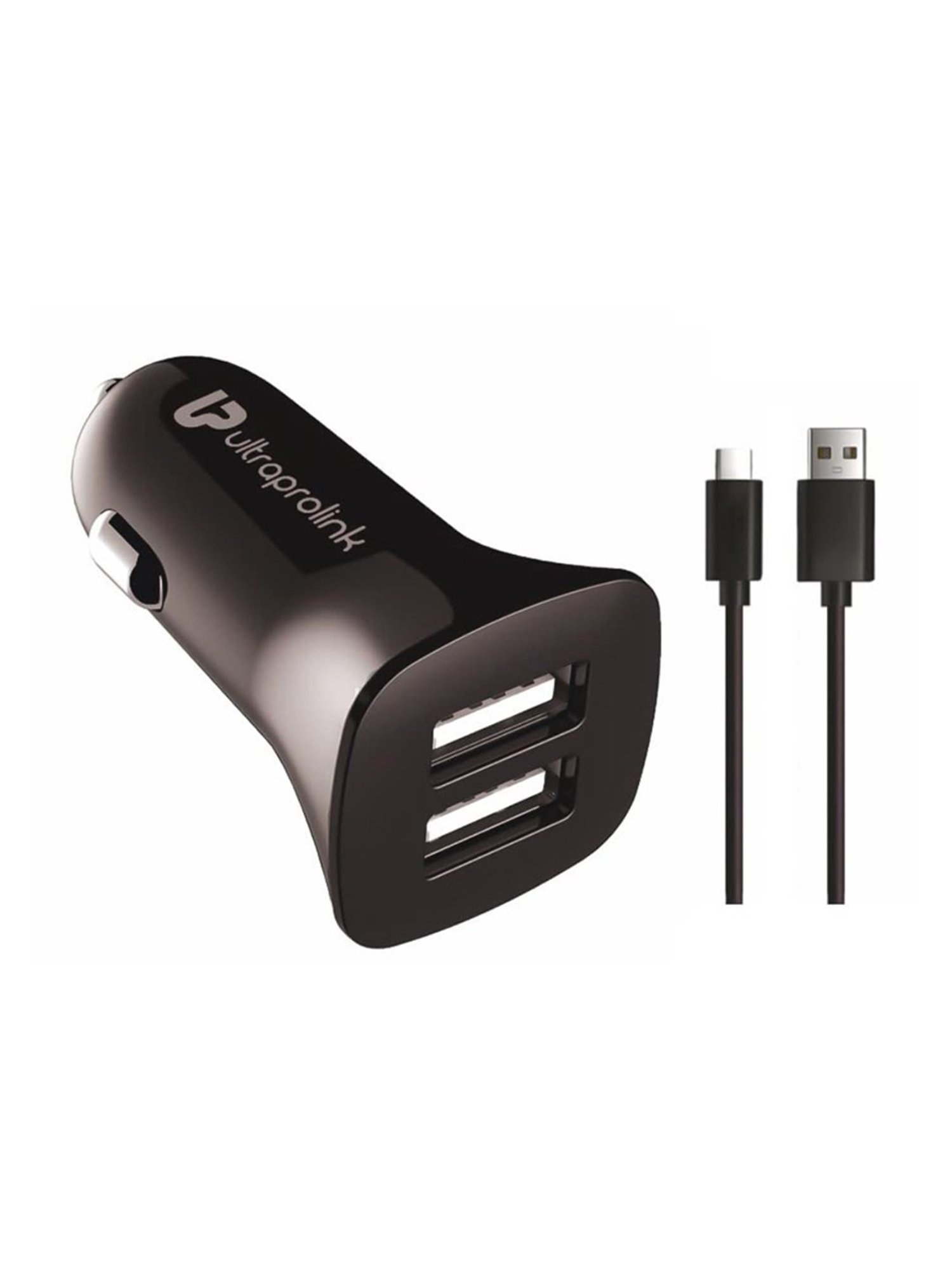 UltraProlink UM1072C Mach12 Dual USB Fast Car Charger with Type C Cable (Black)