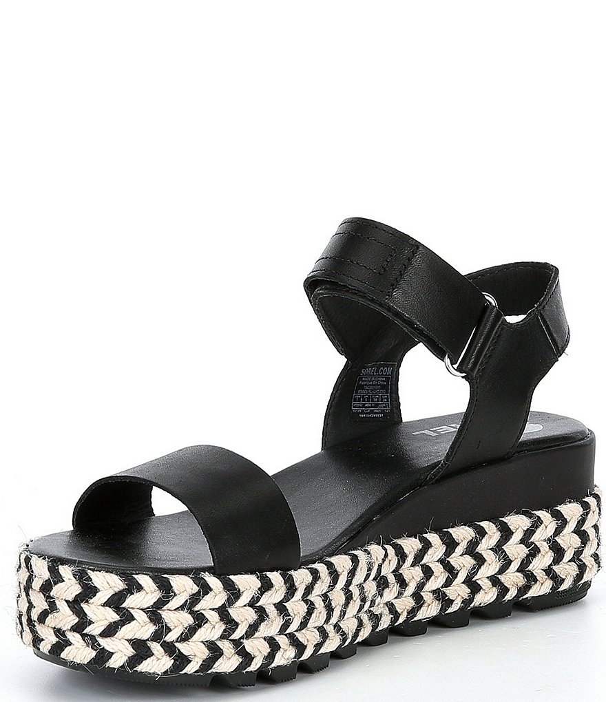 Sorel Cameron Leather Flatform Espadrille Sandals