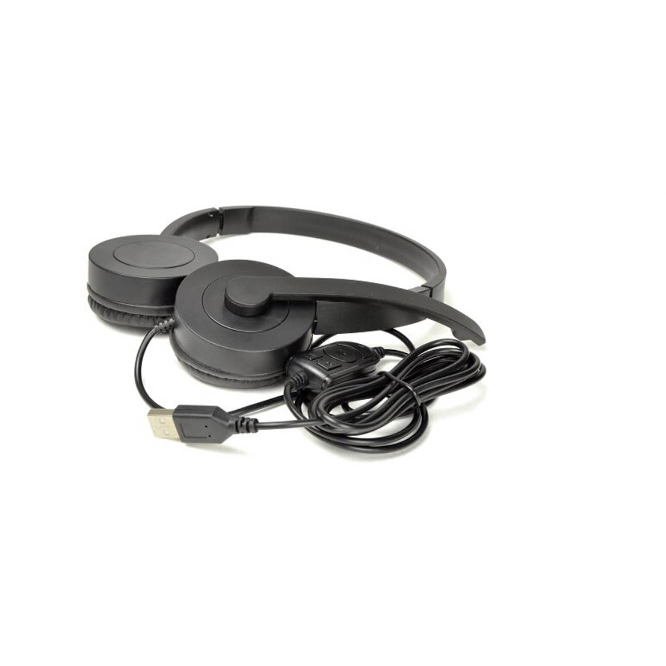 Evertek H801-BK-FB USB On-Ear Headset with Fold-Away Noise Canceling Microphone, Black