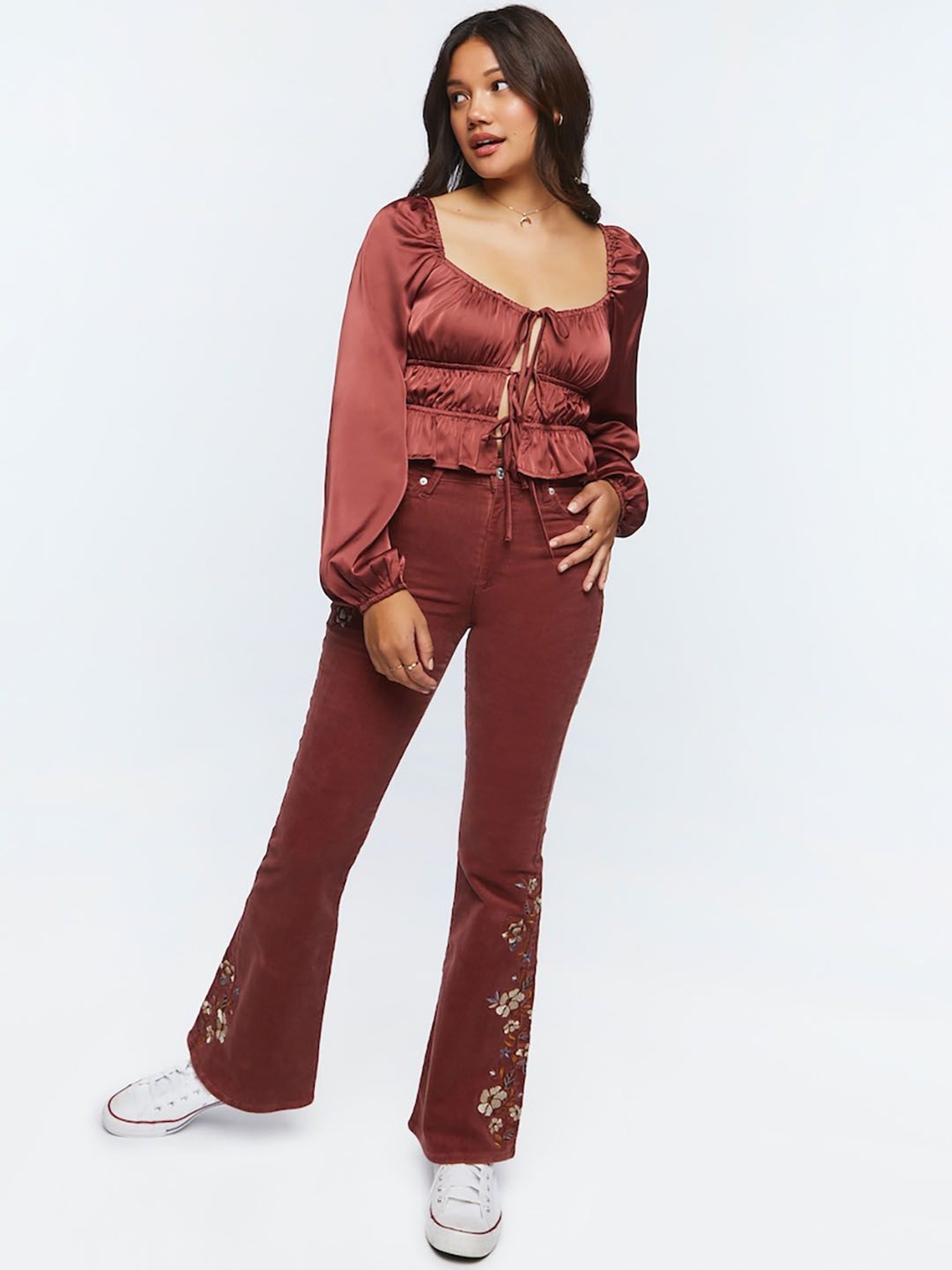 Forever 21 Maroon Regular Fit Crop Top