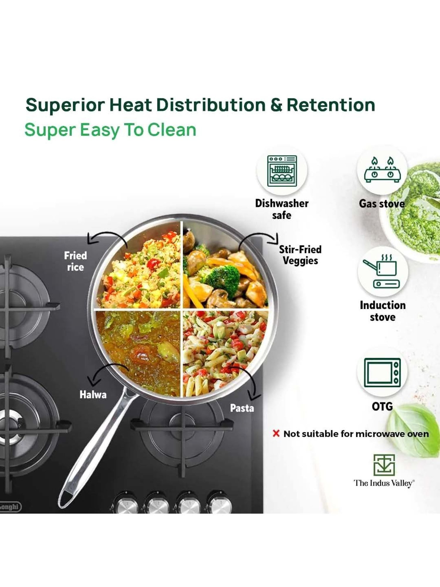 ALLO Silver Stainless Steel Induction Friendly Triply Kadhai (3 L)