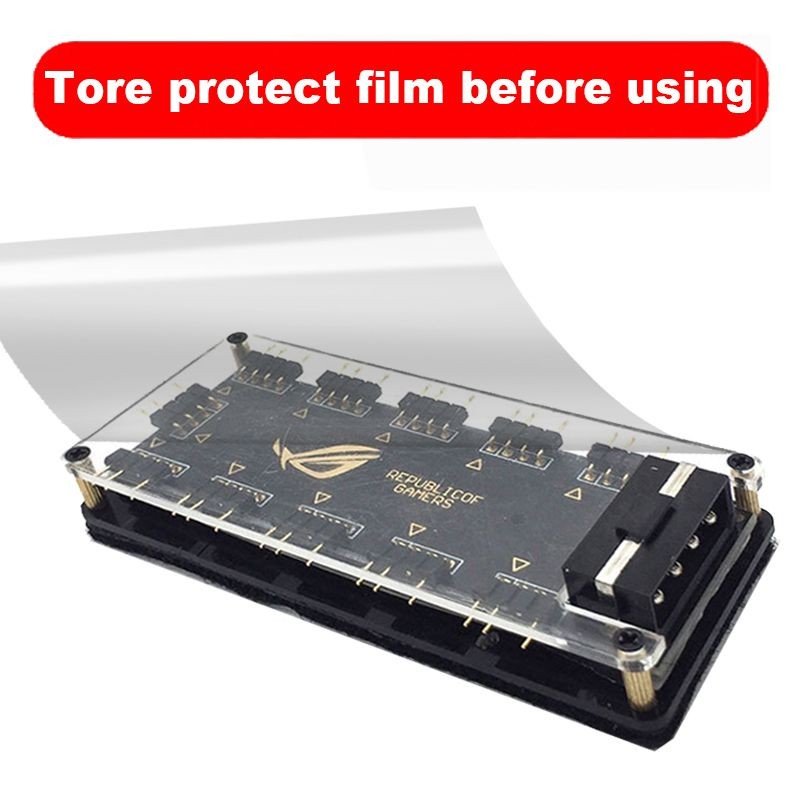 EnLabs 5V 3 pin ARGB RGBW PMMA Case hUB w/ Tape Molex 4pin Powered for ASUS AURA SYNC,RGB Splitter for GIGABYTE MSI ASRock RGB LED Strip Light PC RGB Fan Cooler-1FT Extension Cable Included