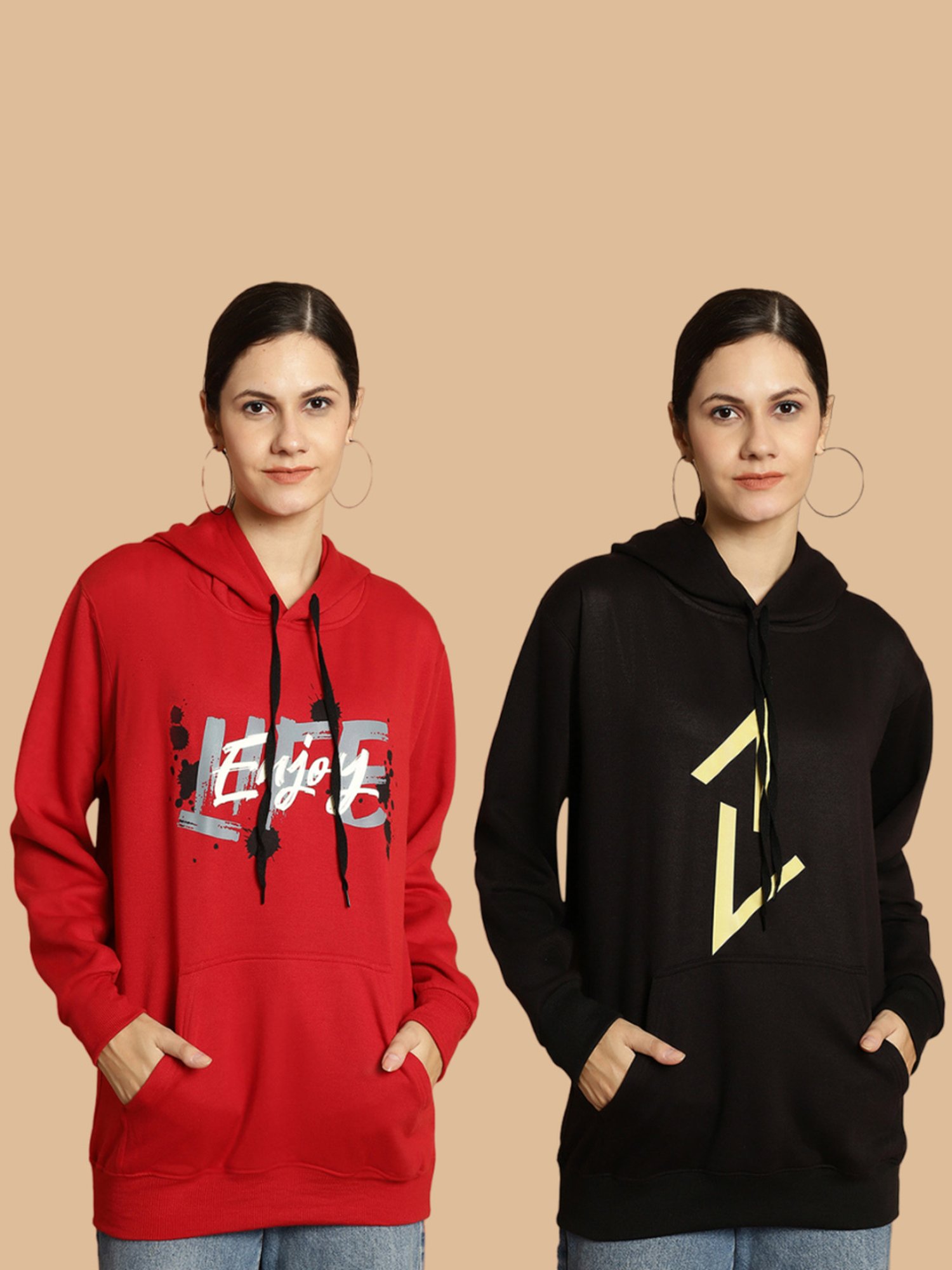 Vimal Jonney Maroon & Black Printed Sweatshirt - Pack Of 2