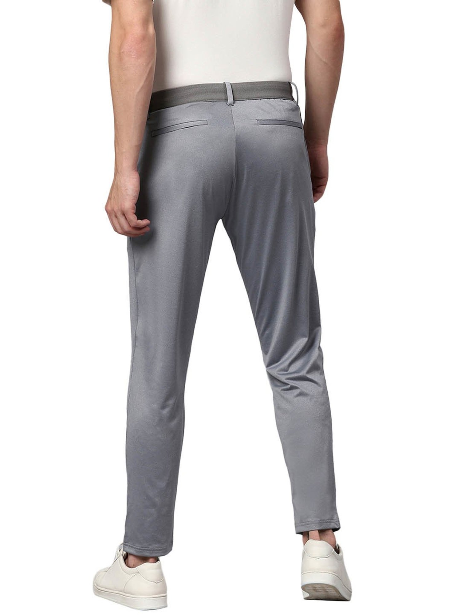 Slowave Grey Regular Fit Pleated Trousers