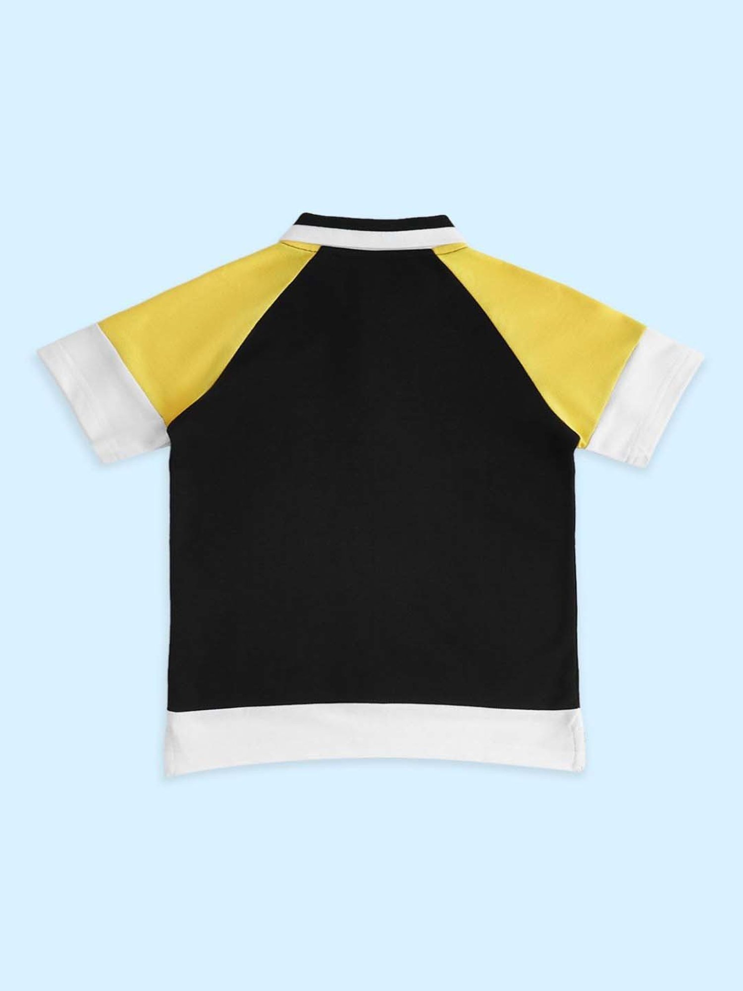 Pantaloons Baby Kids Black & White Cotton Embroidered Polo T-Shirt