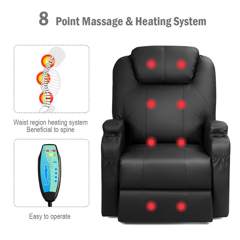 Costway Electric Lift Power Recliner Chair Heated Massage Sofa Lounge w/ Remote Control