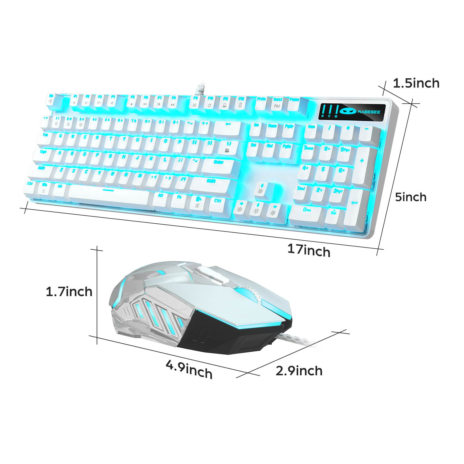 Mechanical Gaming Keyboard and Mouse Combo, MageGee MK-Storm 104 Keys Rainbow Backlit Keyboards, Black Switches, 7 Button Mouse Wired for PC Gamer Computer Laptop