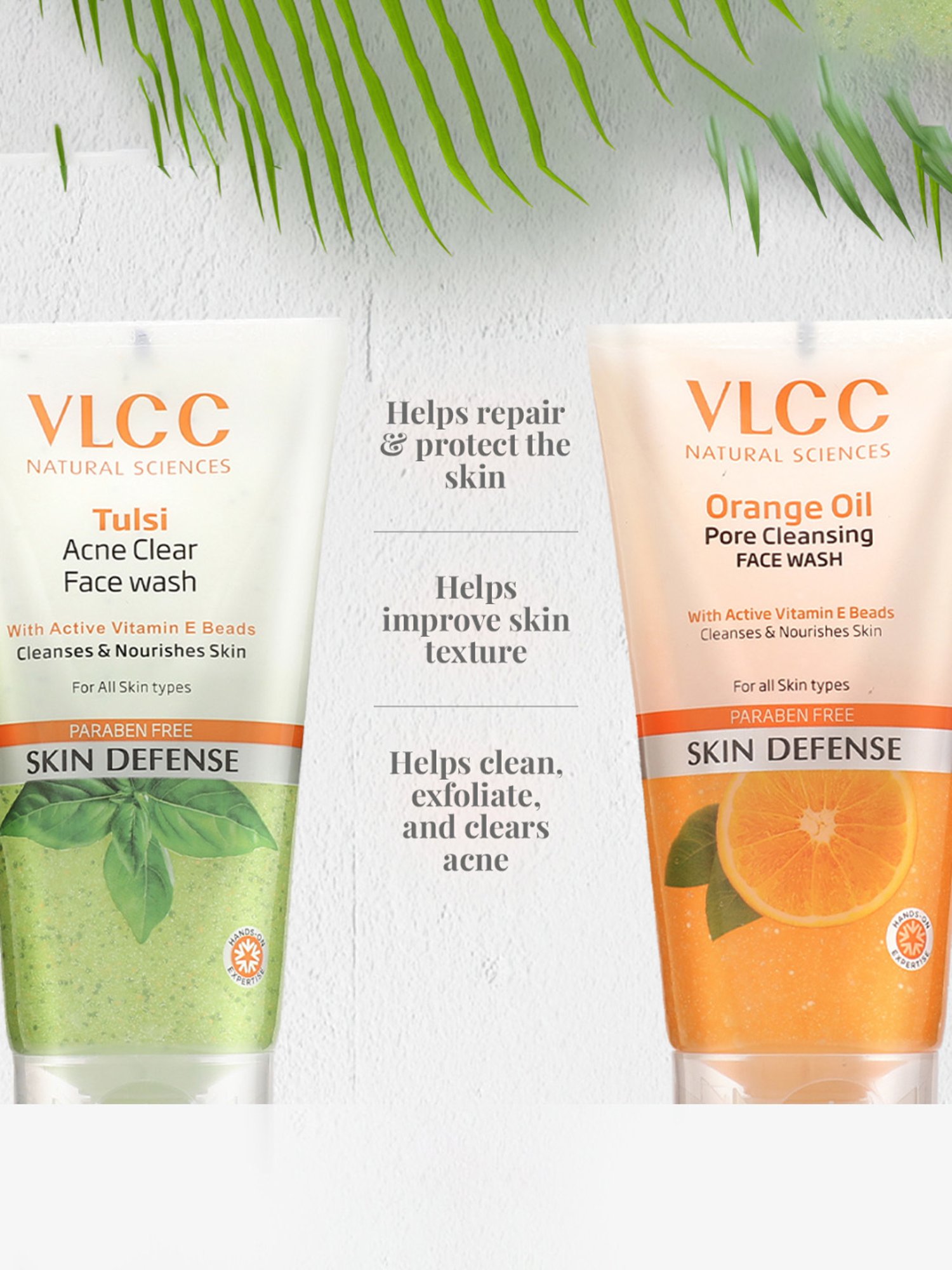 VLCC Tulsi Acne Clear & Orange Oil Pore Cleasing Face Wash Buy 1 Get 1 Free - Pack of 2